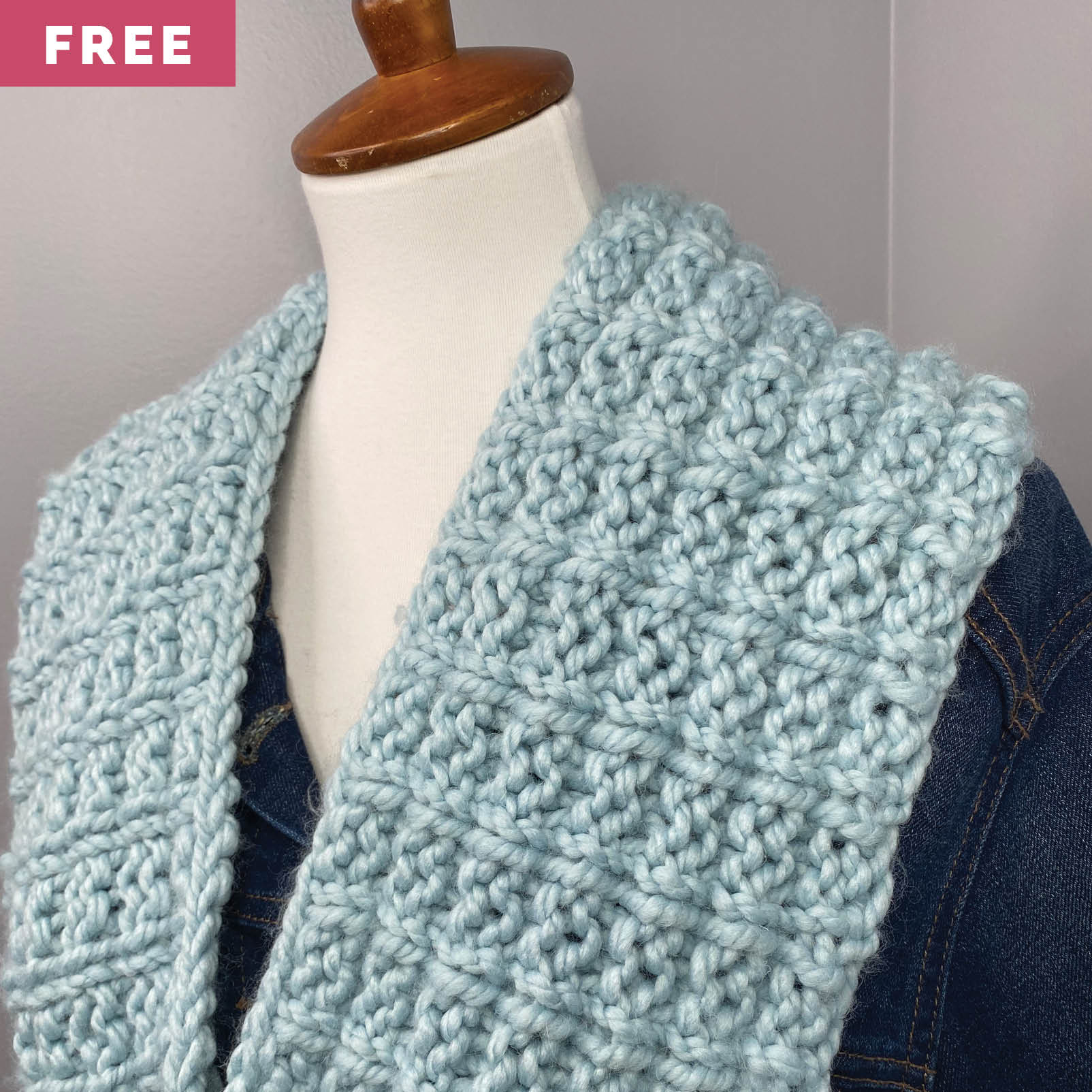 Free Knitting Pattern - Waffle Stitch Infinity Scarf
