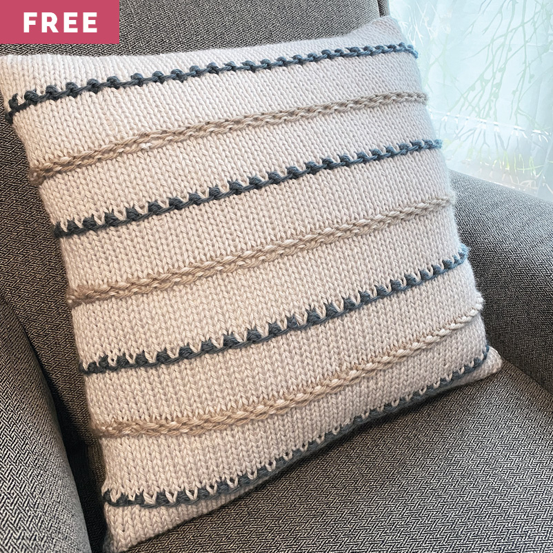 Free Knitting Pattern - Seaside Summer Pillow