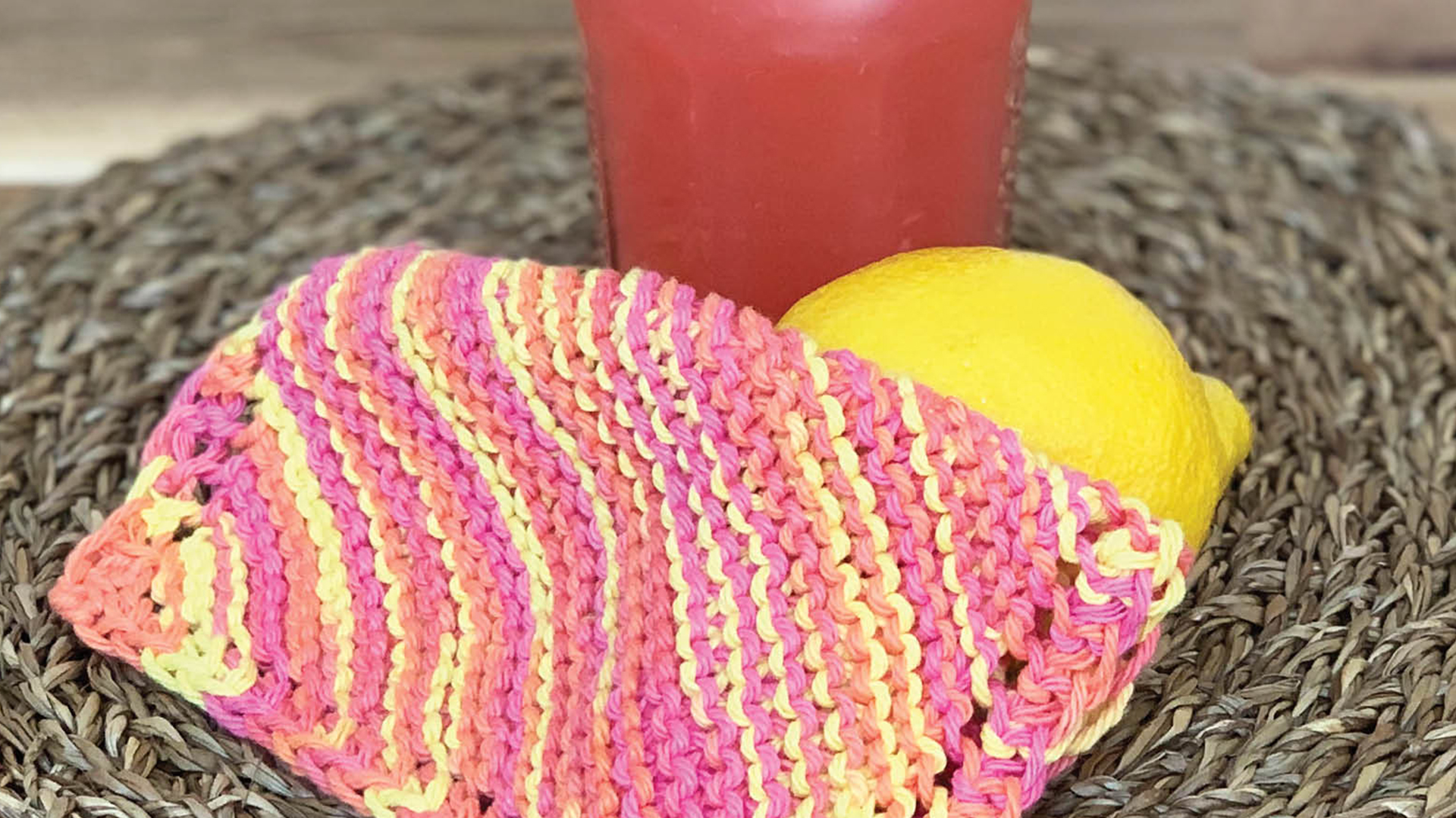 Free Knitting Pattern - Pink Lemonade Dishcloth