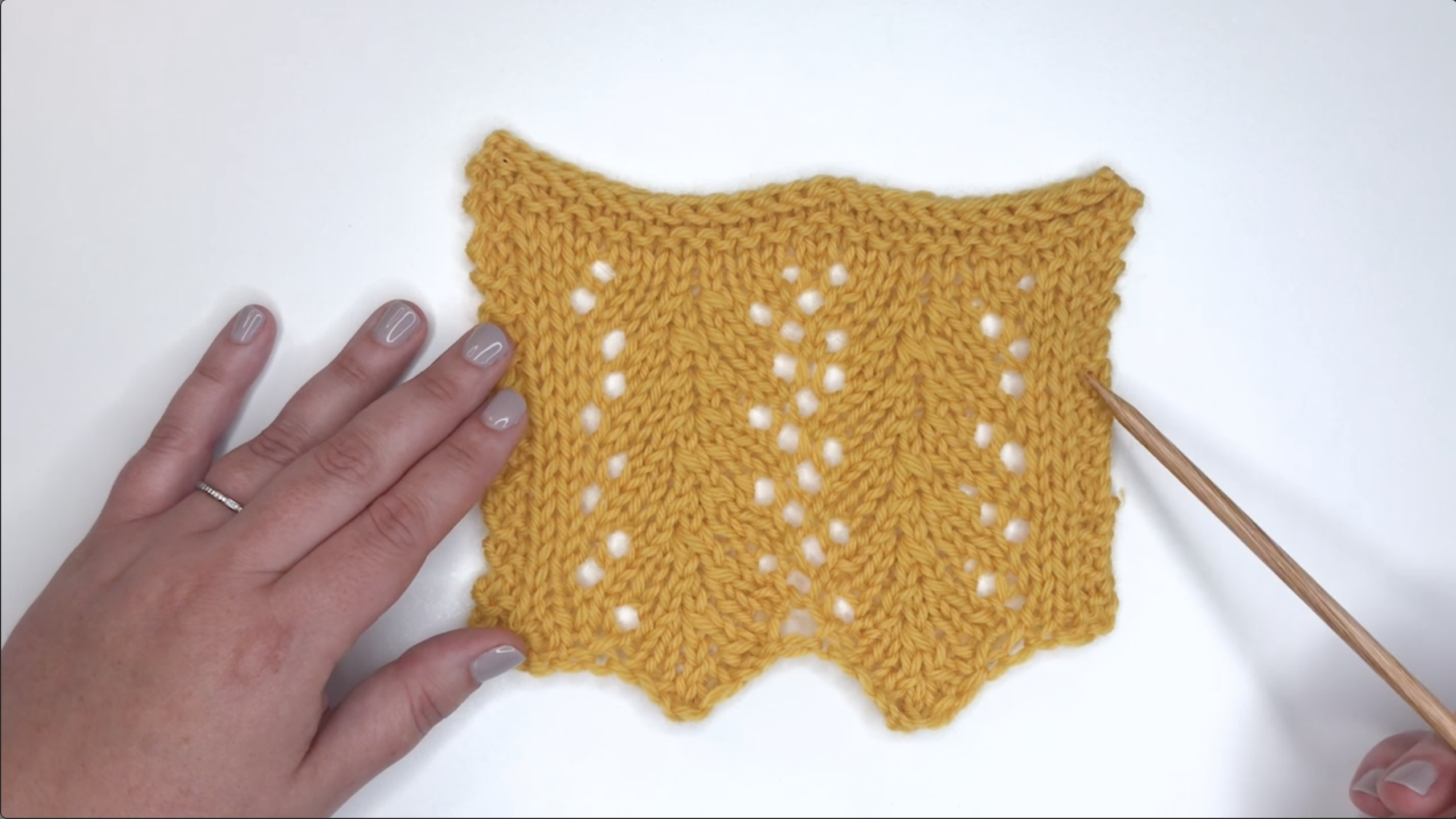 Yellow knit lace project