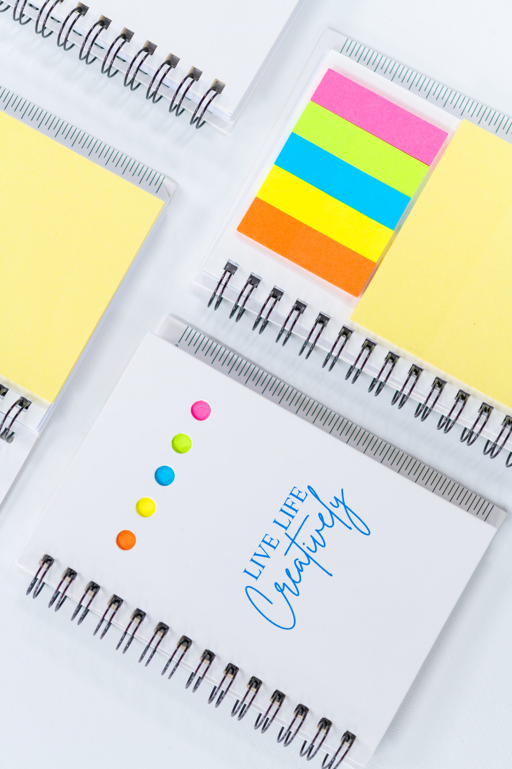 Live Live Creatively notebook with sticky notes