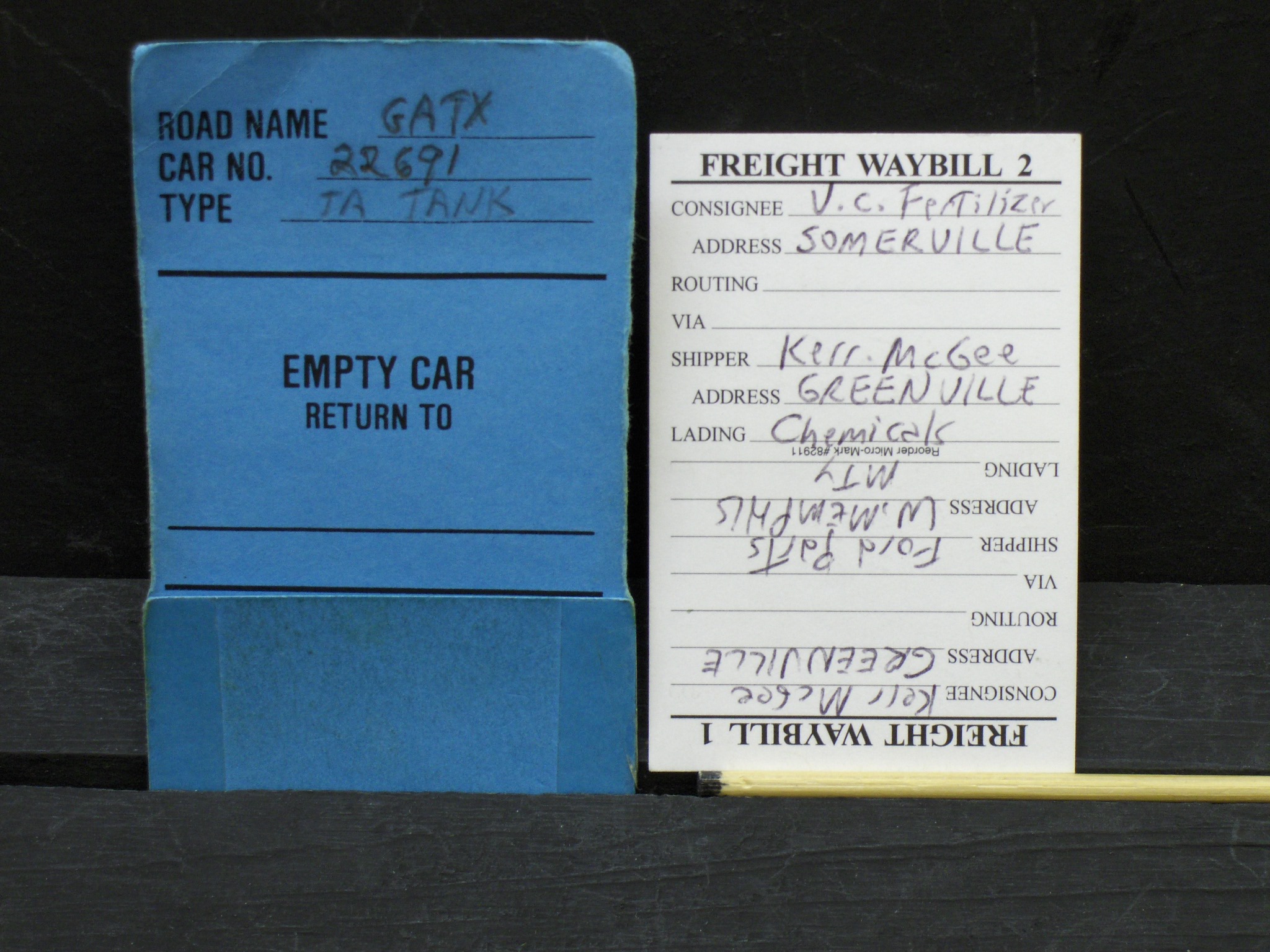 model railroad car cards and waybills