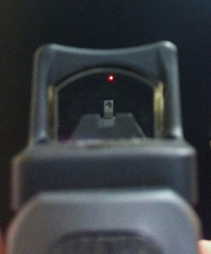 Image of RDS handgun close up for eye to line with the scope