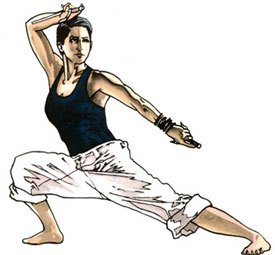 Drawing of Kelly Muir for black belt magazine