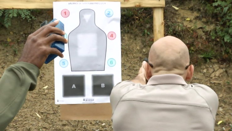 Man doing outdoor target practice