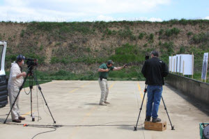 Mike taping his segment on one-handed shooting for the Personal Firearm Defense DVD Series.