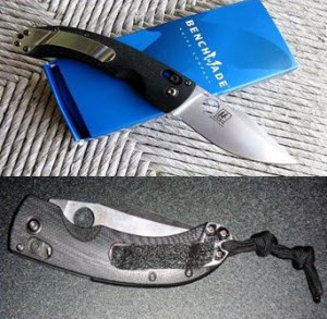 Top: Author's Benchmade Mini Onslaught out of box. Bottom: With clip modification and lanyard - Best Self Defense Knives