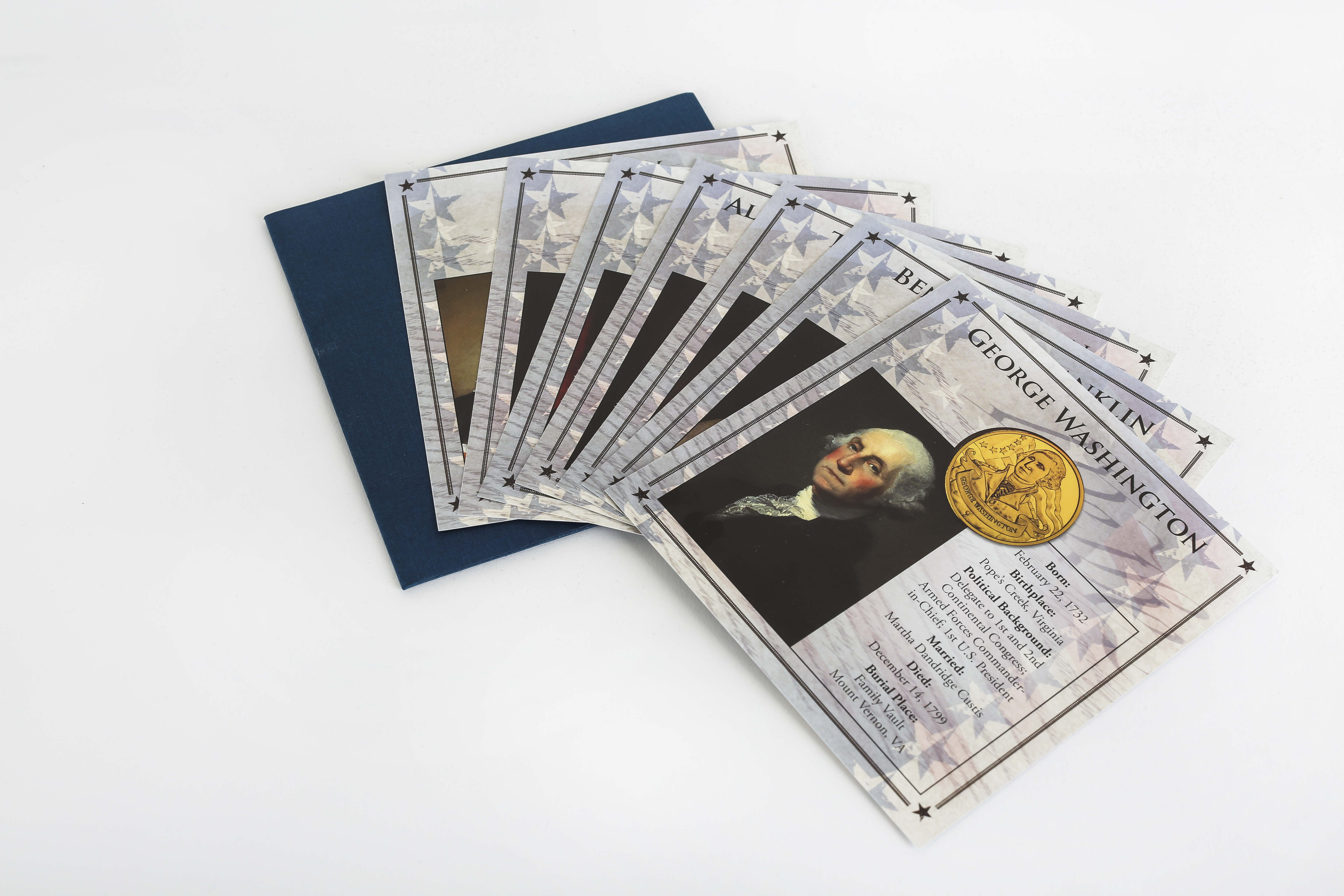 President cards with images of coins