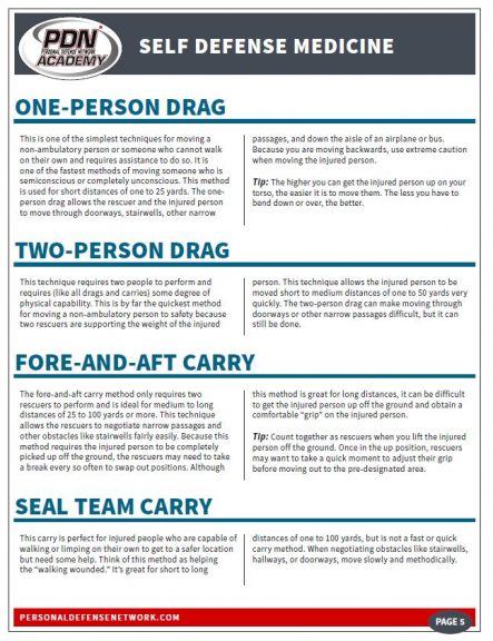 Self defense medicine sample information sheet