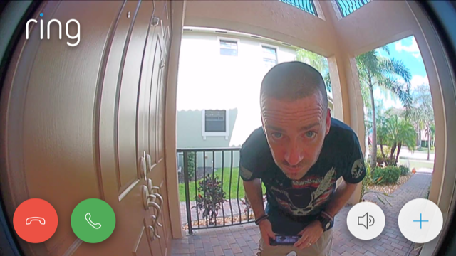 Person looking into a Ring doorbell camera