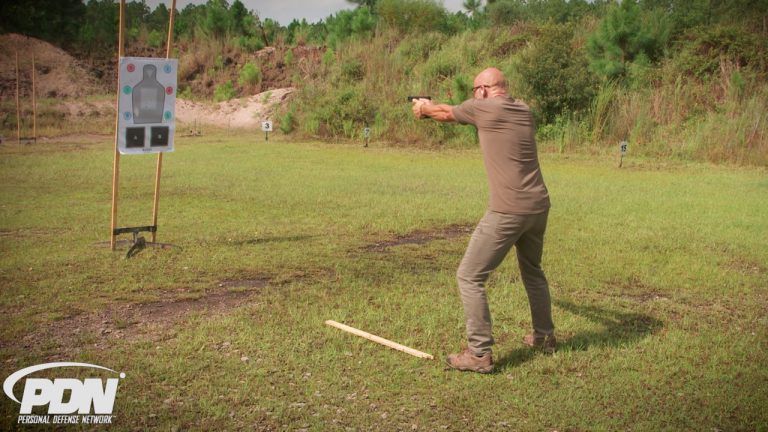 Man doing outdoor target practice