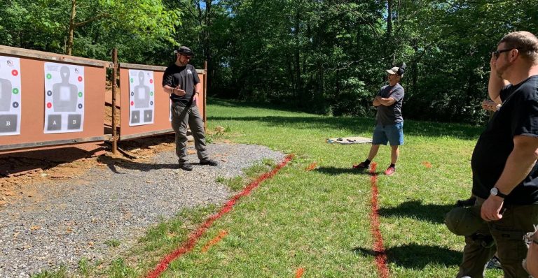 Men at outdoor range training