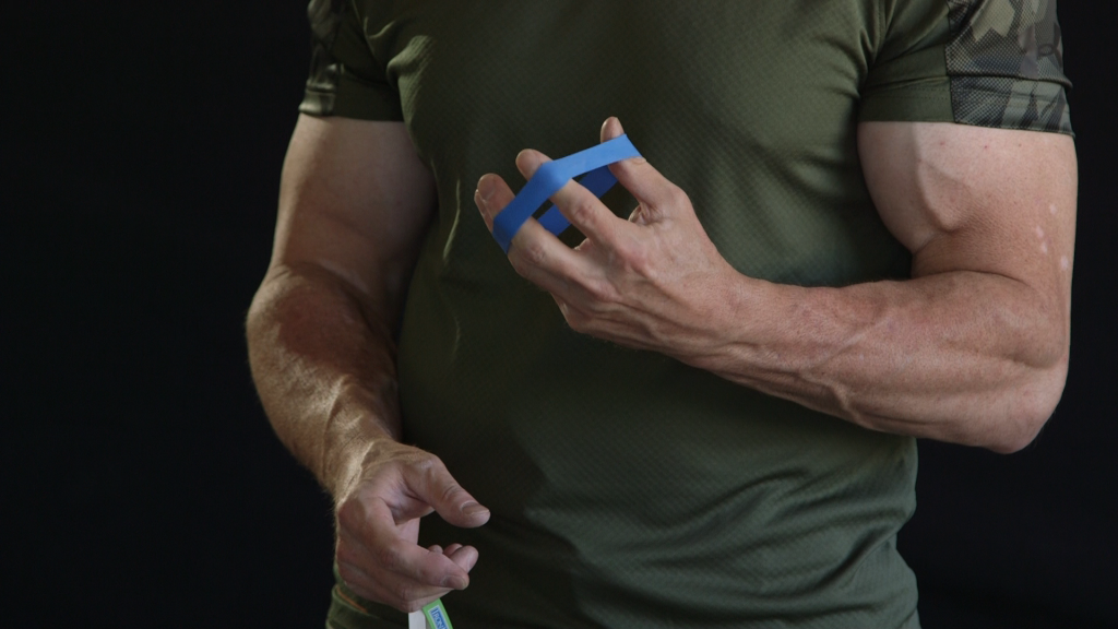 Man practicing grip strength