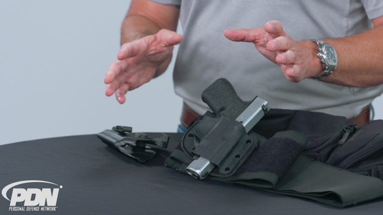 Holster with a handgun on a table