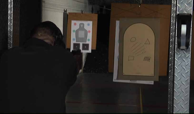 Person doing indoor shooting practice