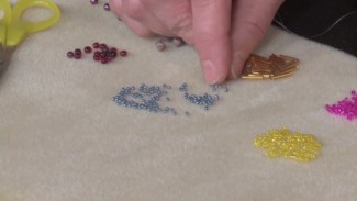 Hand Beading on Fabric with Bugle Beads and Single Stitch