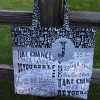 Quote tote bag with letter J monogram