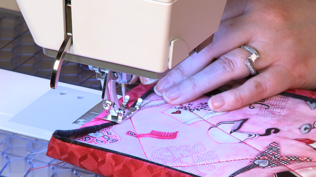 Sewing makeup themed fabric