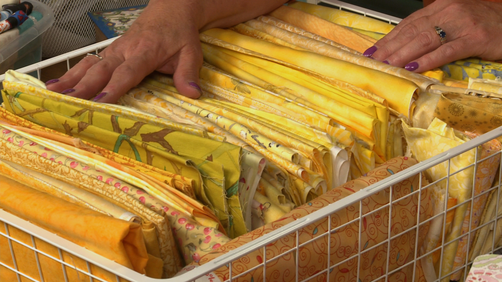Basket of yellow fabric