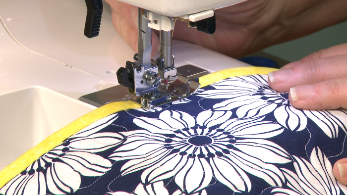 Sewing a border on flower fabric