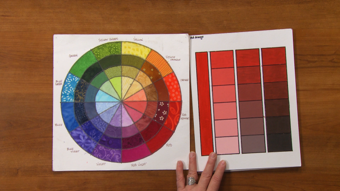 Fabric color wheel and red gradient