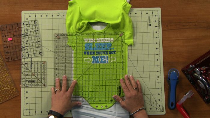 Quilting ruler on a onesie