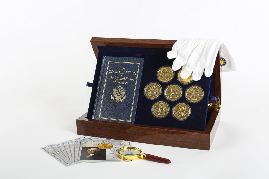 Propped open coin collection