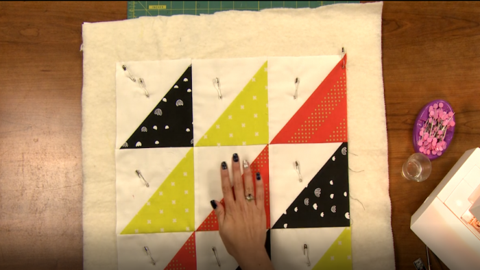 Quilt with half triangle squares