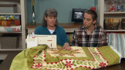 Woman and guy quilting