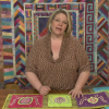Woman with freestyle quilting squares