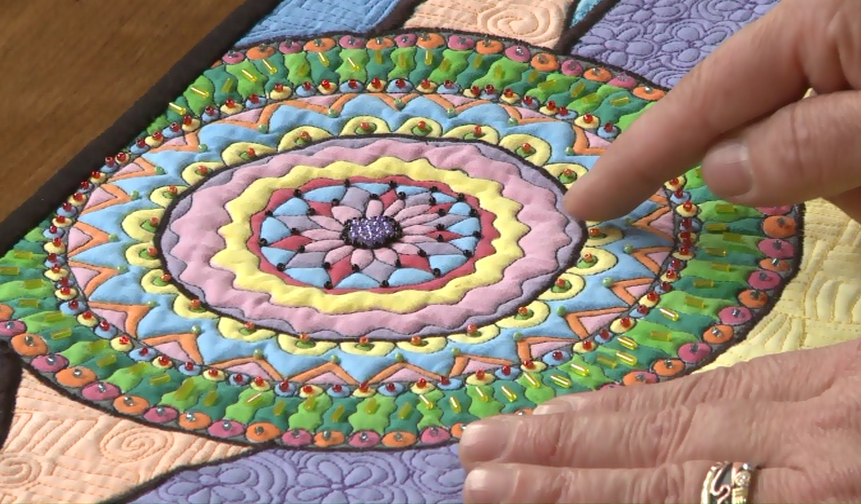 Colorful circular quilt pattern