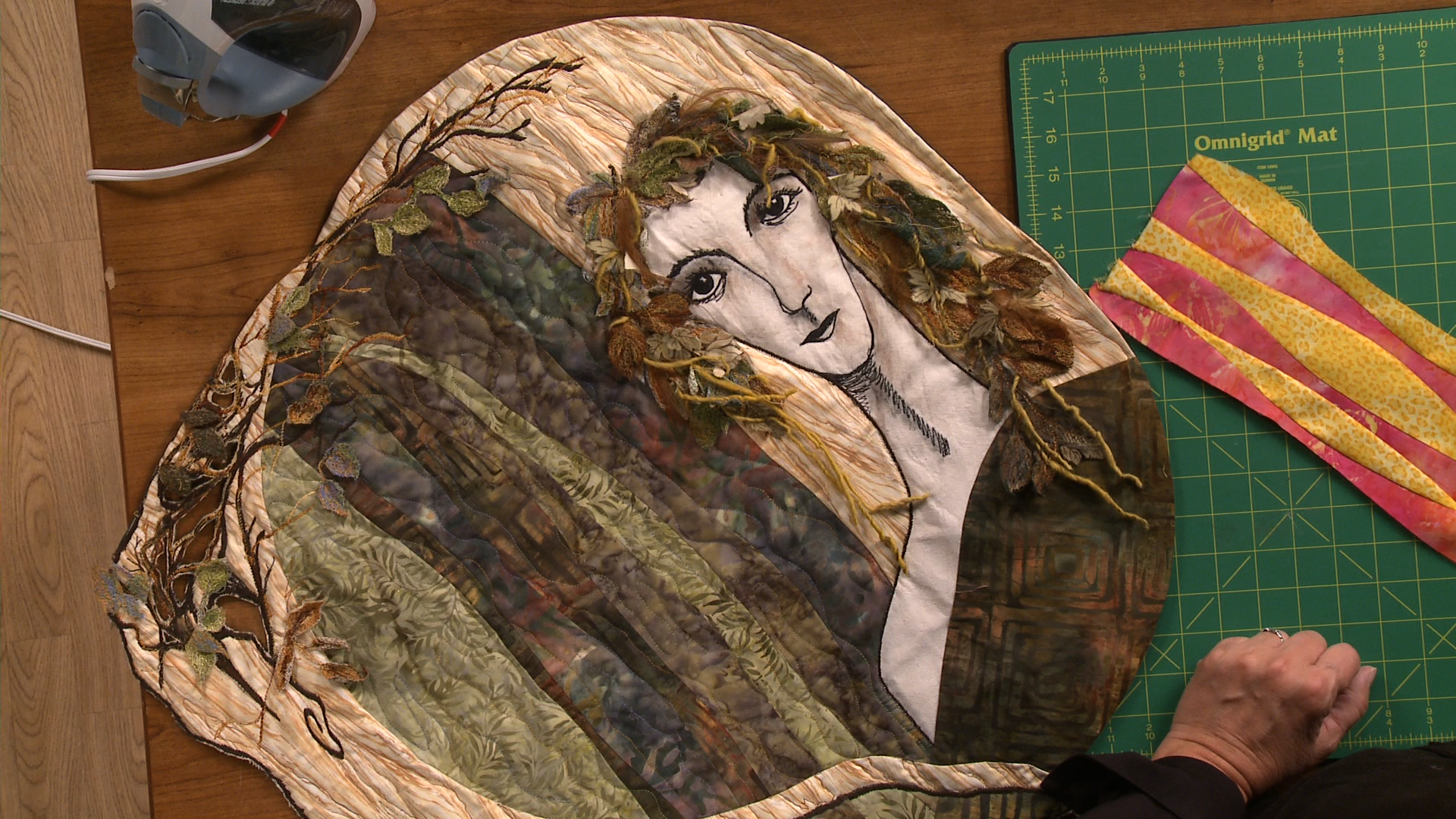 Fabric picture with a woman