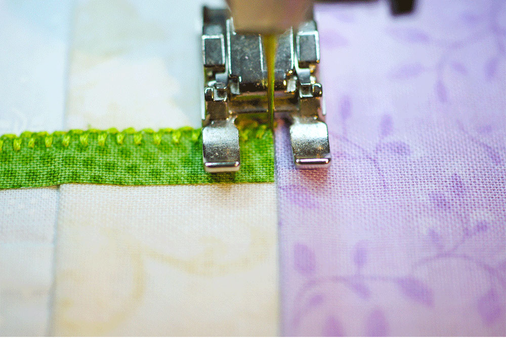 Close up stitching a flower