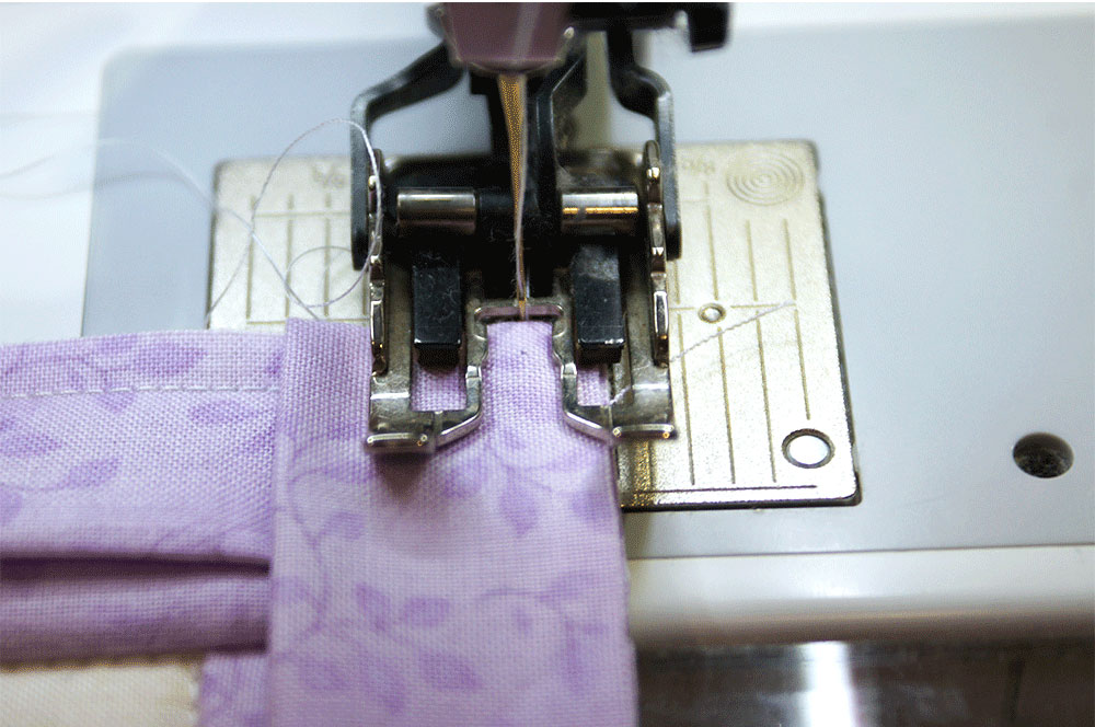 Sewing folded fabric strip