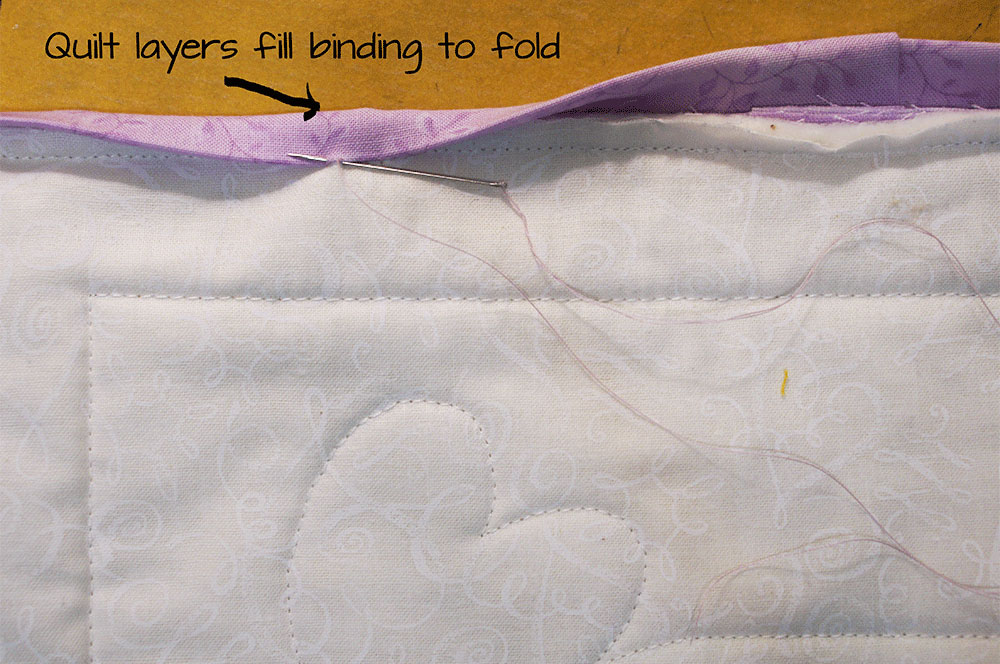 Quilt layers fill binding