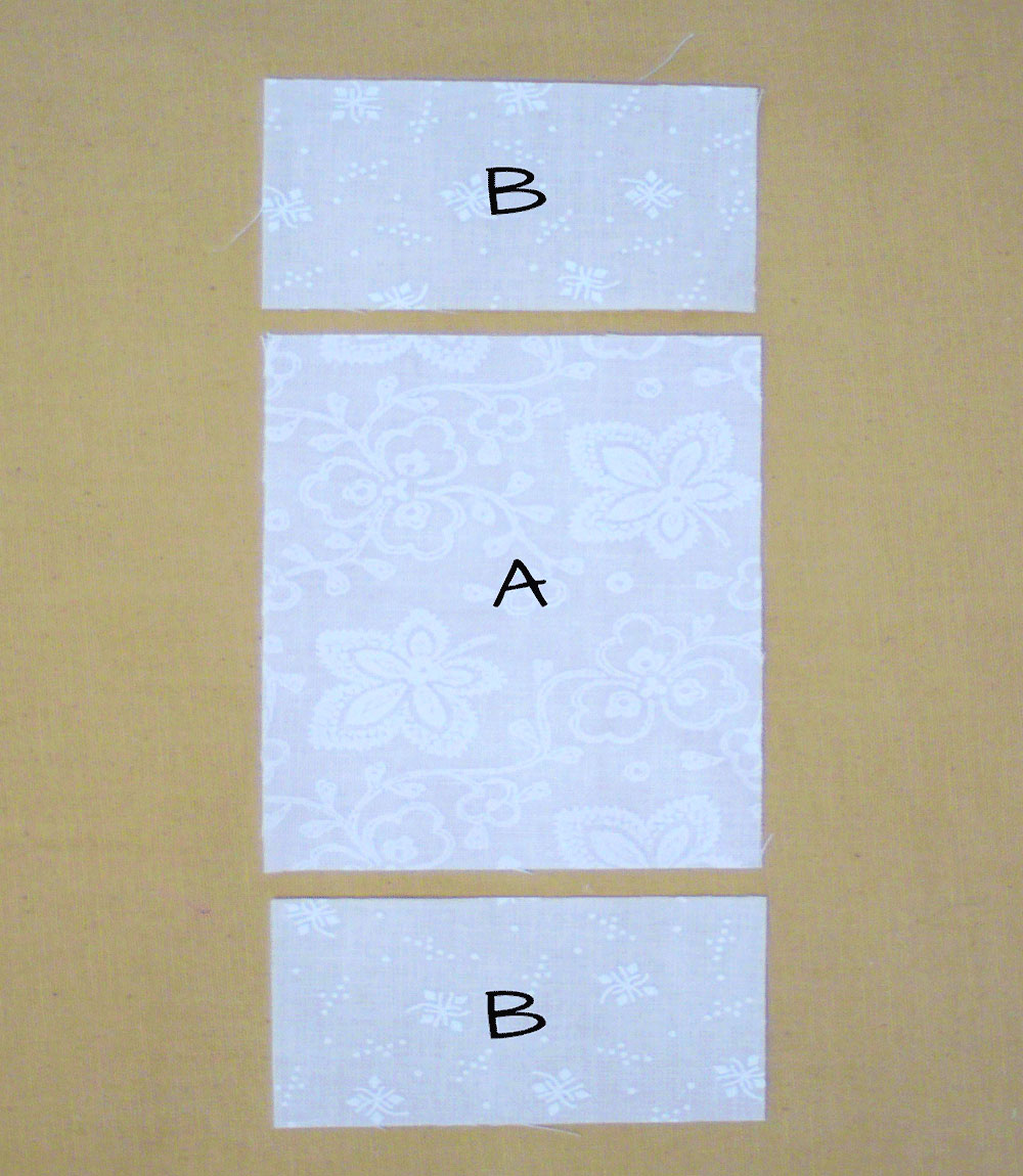 Fabric pieces labeled with an A or B
