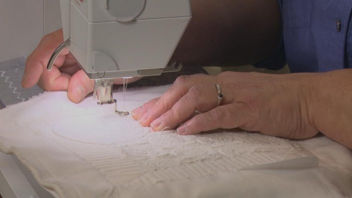Sewing white fabric