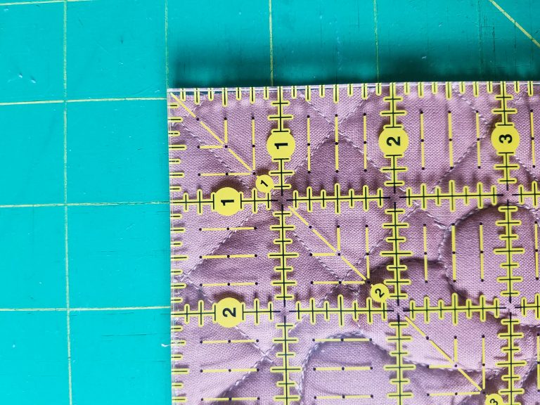 Quilt square over fabric