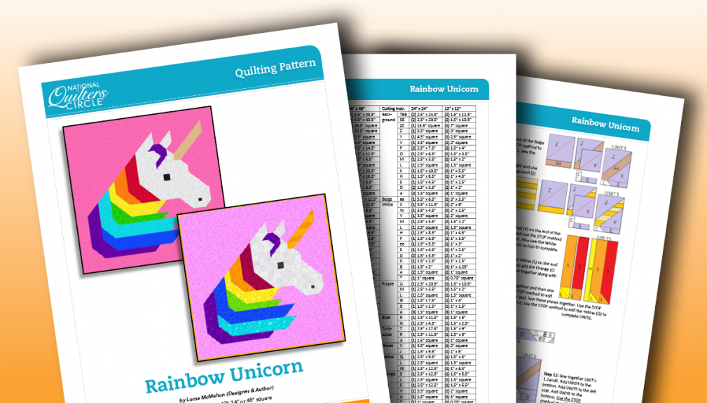Rainbow Unicorn Quilting Pattern
