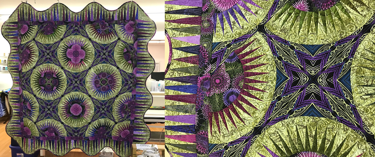 purple and green celestial crown quilt