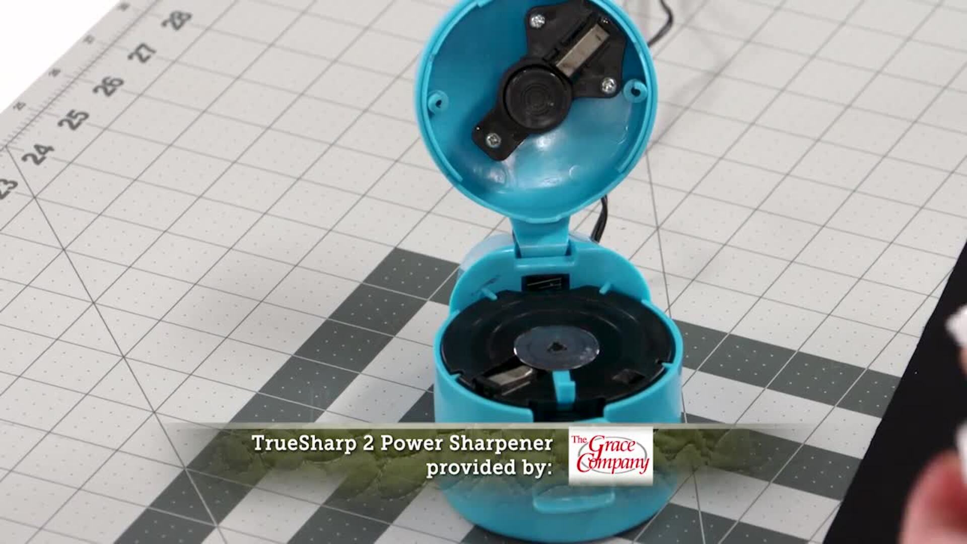 Nicked rotary blades? No problem with TrueCut Power Rotary Blade Sharpener
