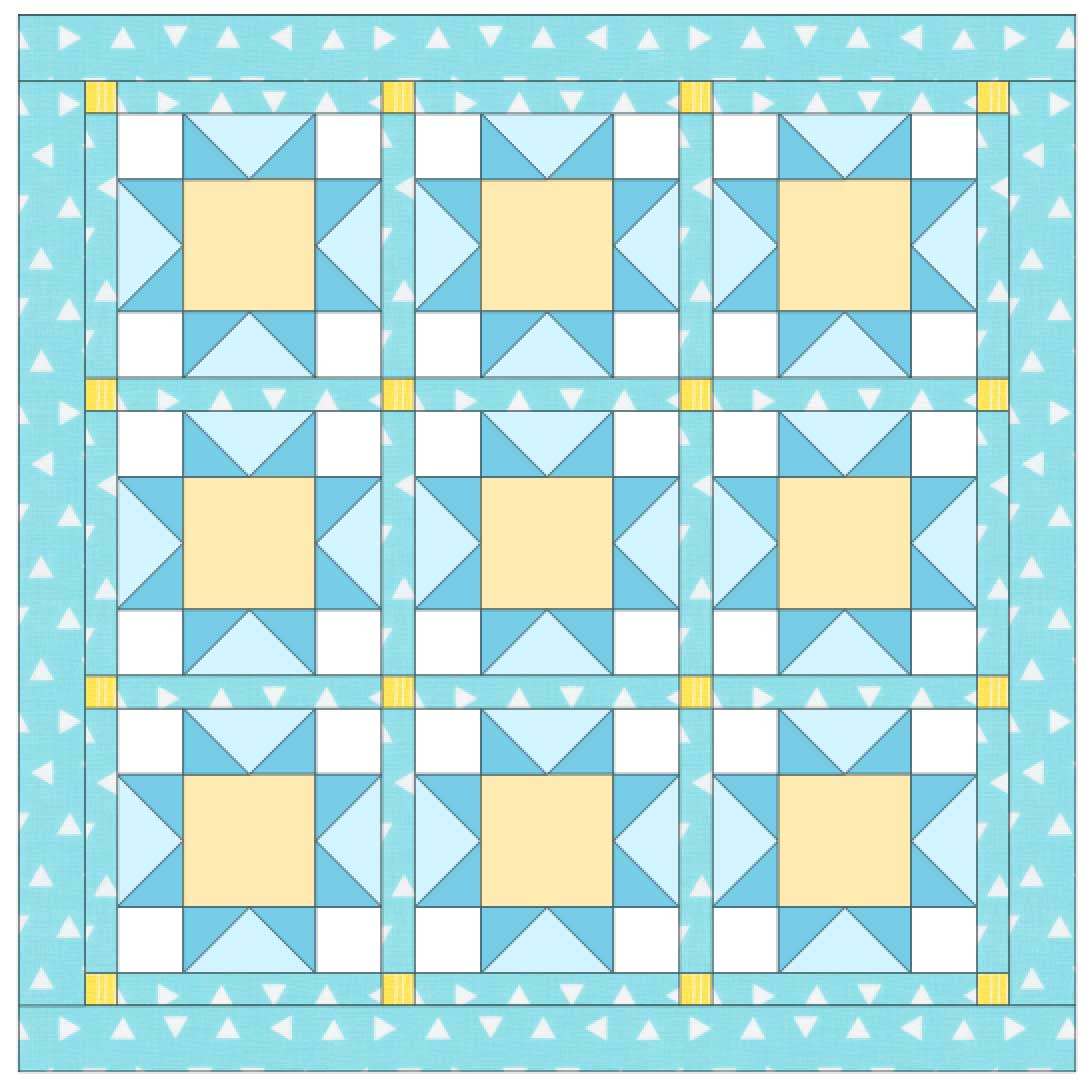 diagram of a quilt with proportioned patchwork
