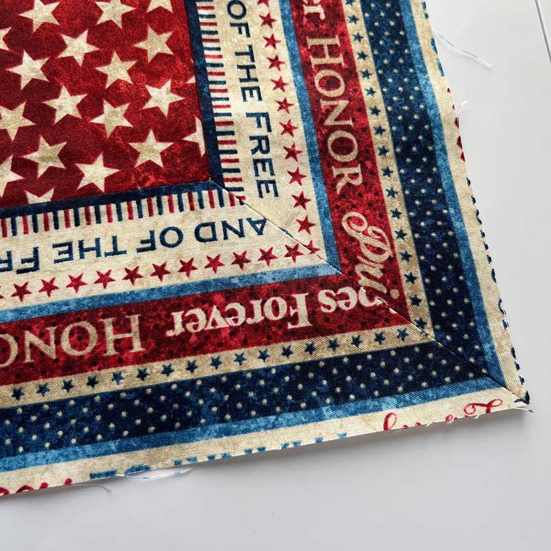 mitered corner on an American themed quilt