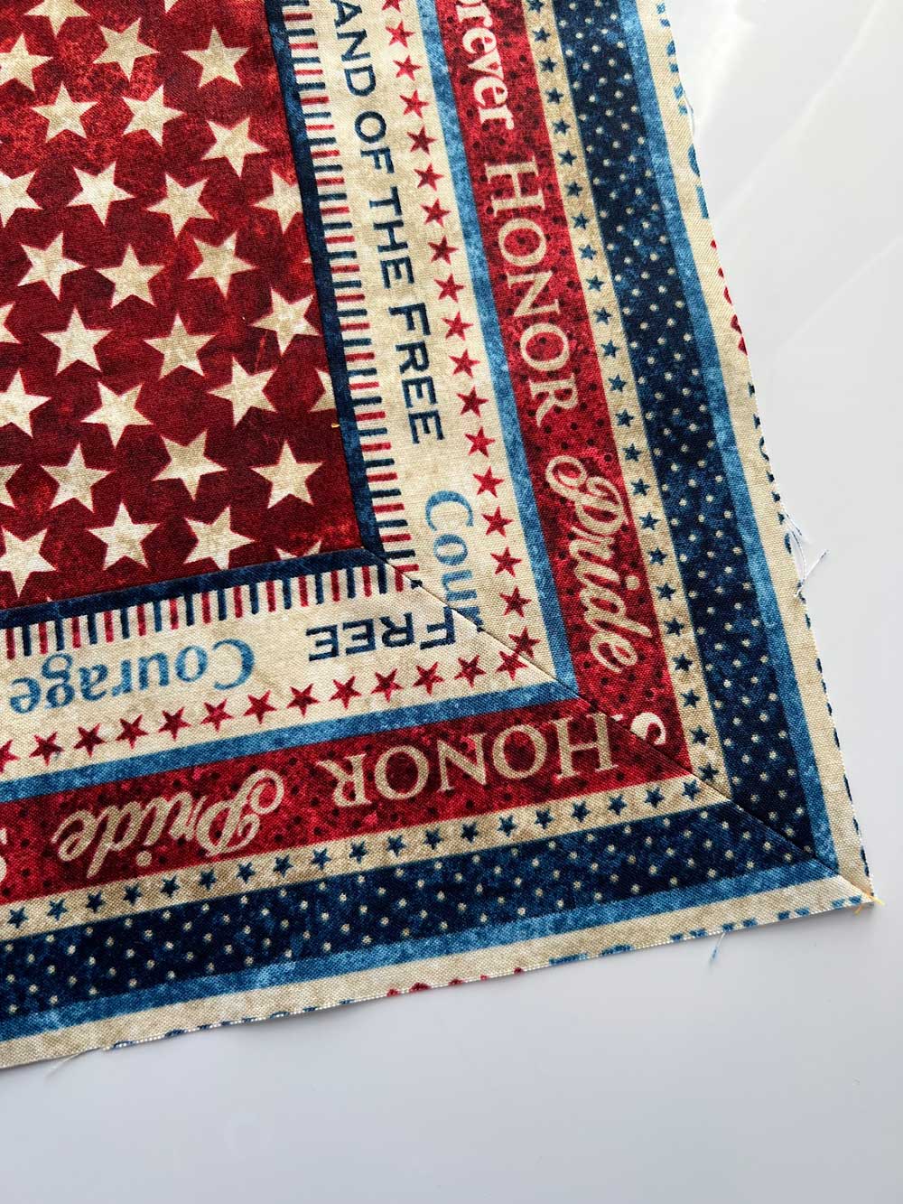 corner of an American themed quilt