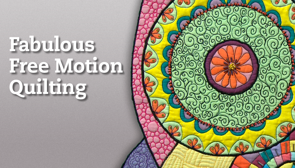 Colorful circular free motion quilting