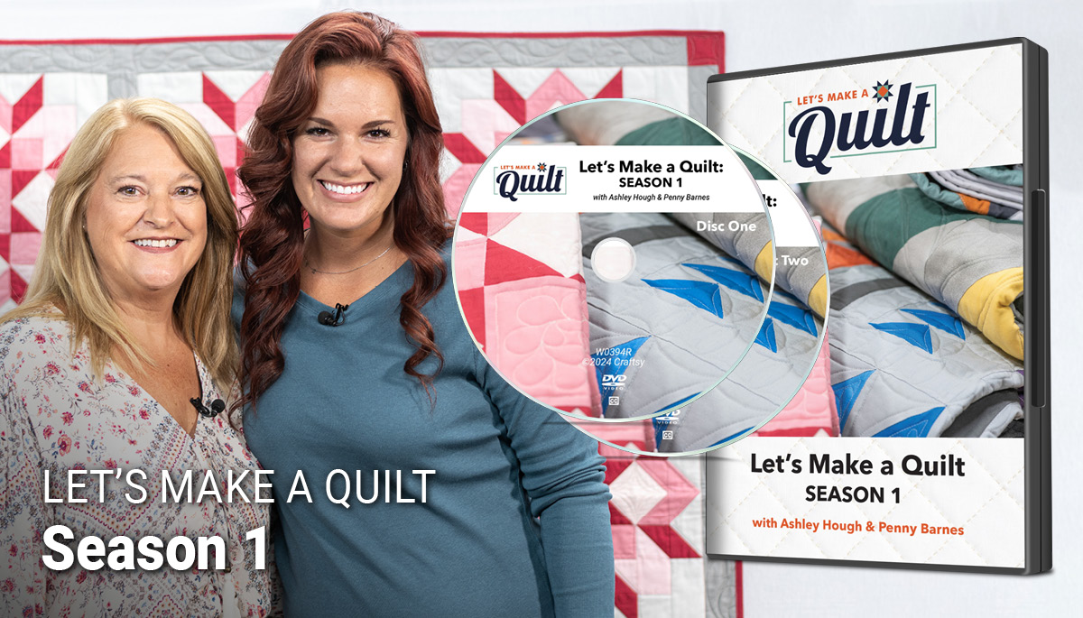Let's Make a Quilt DVD and two woman smiling