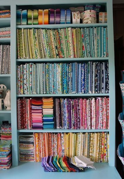 fabric bolts in shelf