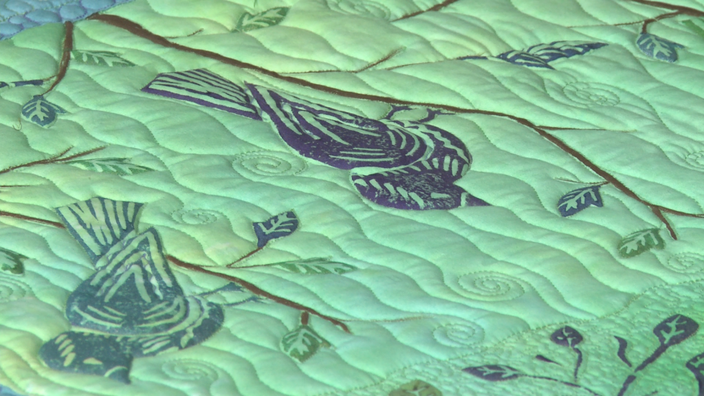 Close up of bird quilt