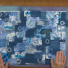 Blue fabric pieces quilt
