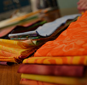 Piles of cut fabric